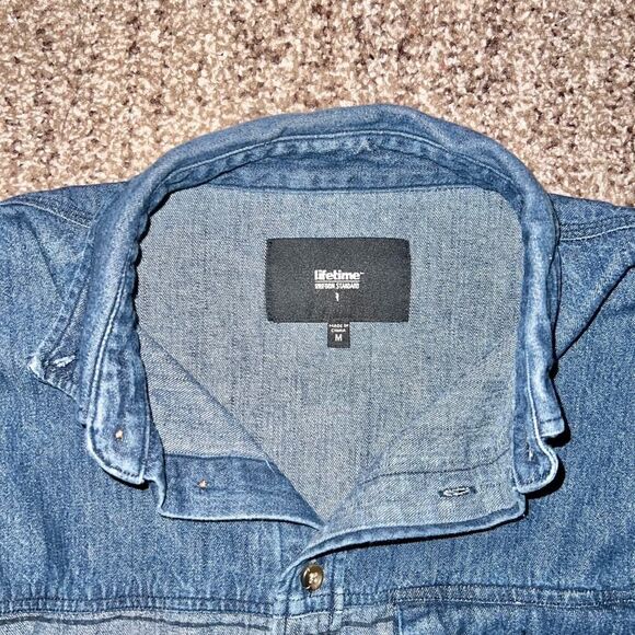 Lifetime Collective Uniform Standard Men's Denim Striped Button Down Long Sleeve - Picture 2 of 11